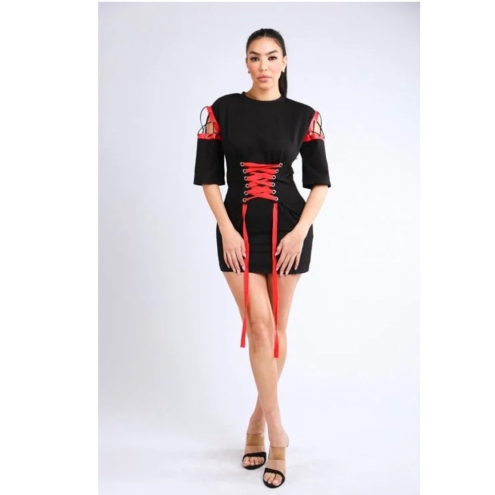 Cross tie t shirt dress